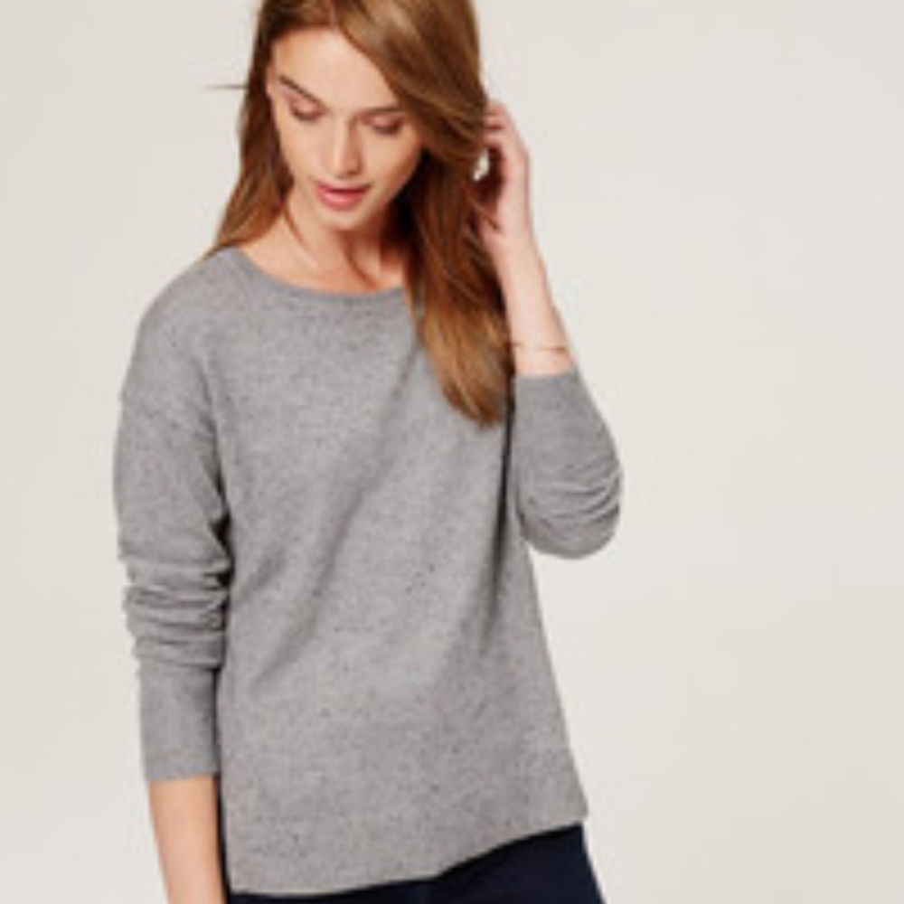 Grey High-Low Quarter Sleeve Sweater